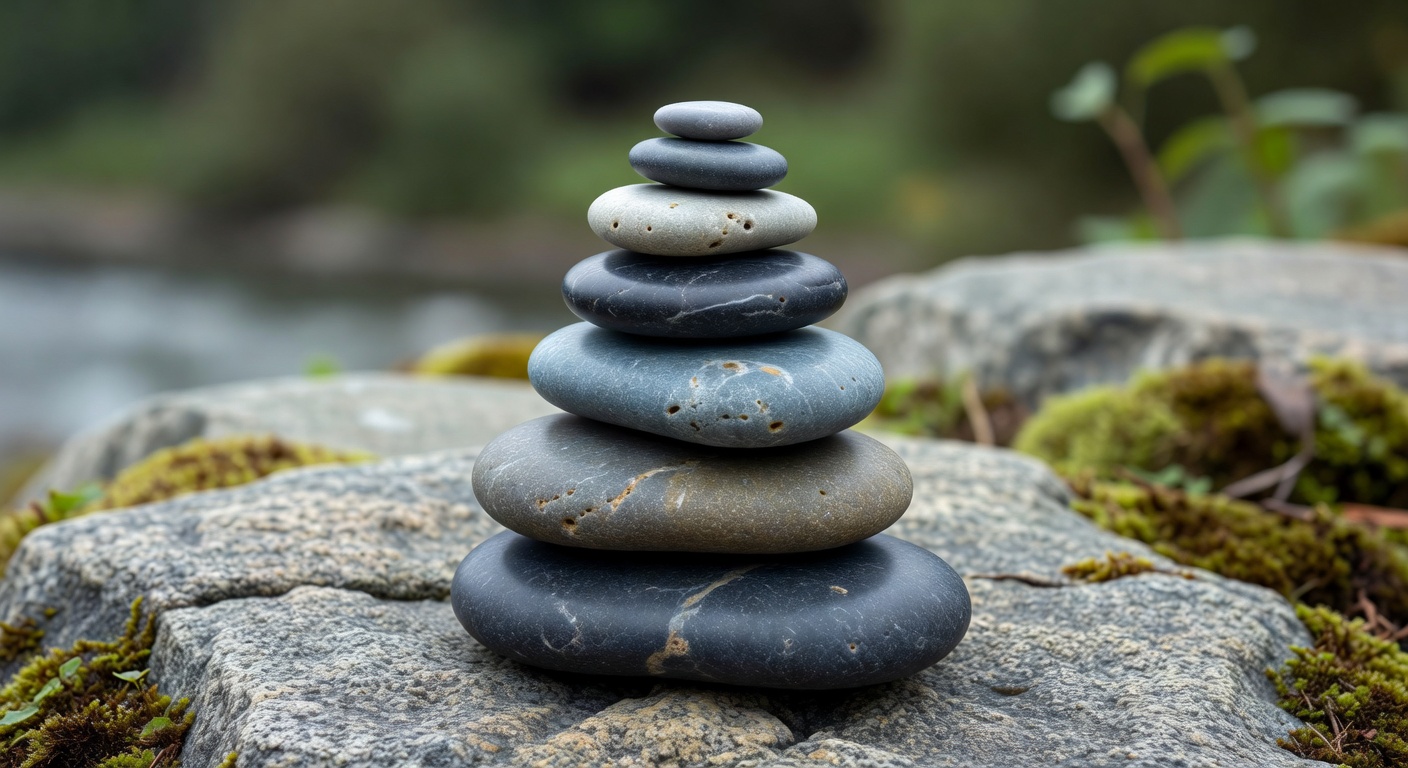 Calm smooth stones representing balanced mind and responsibility